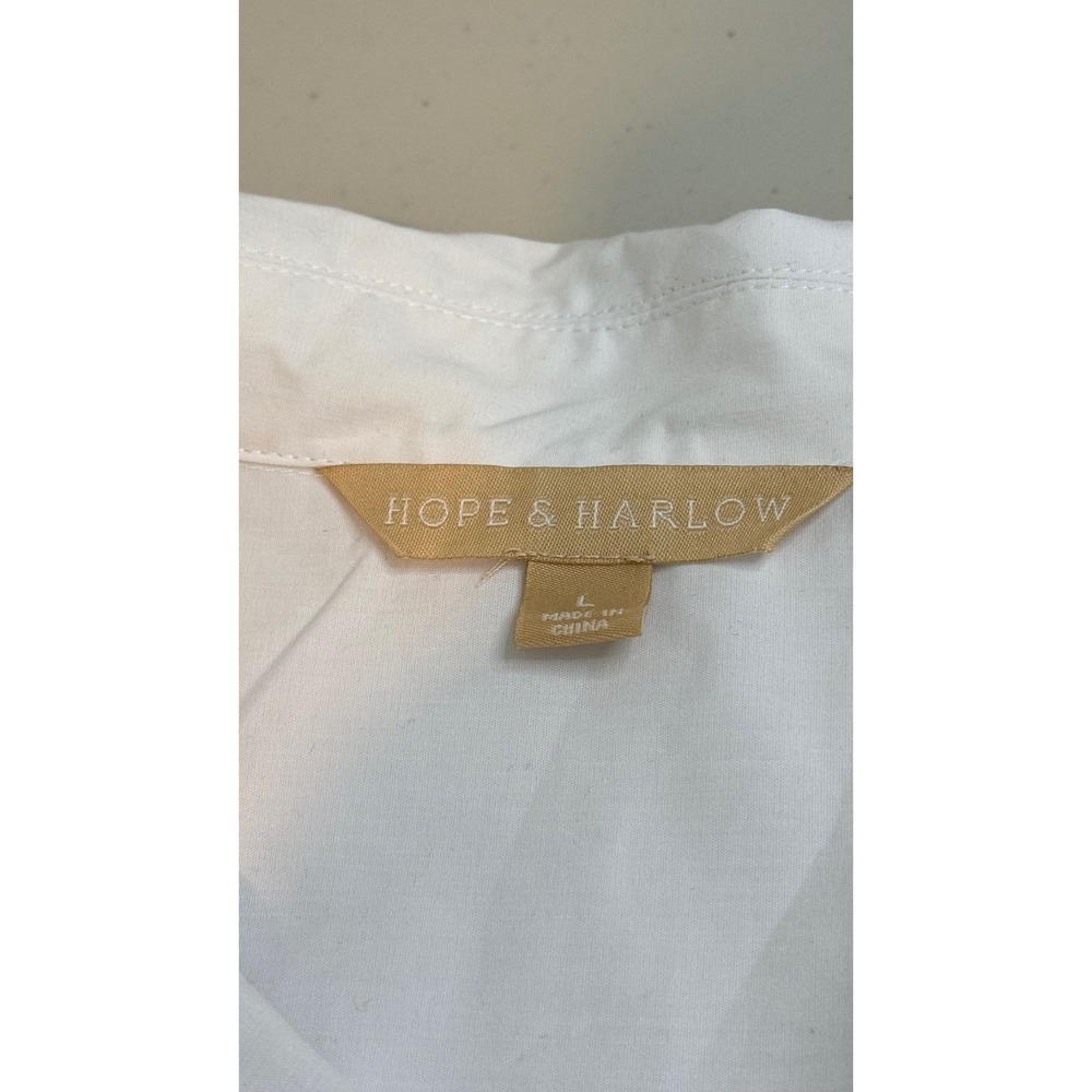 Hope & Harlow Button Down White Cuffed Short Sleeve Top Womens Large - Picture 3 of 8